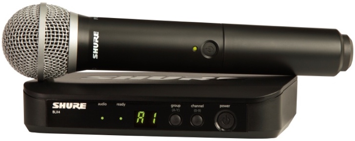 A good microphone like the Shure BLX24-PG58 should be used for karaoke